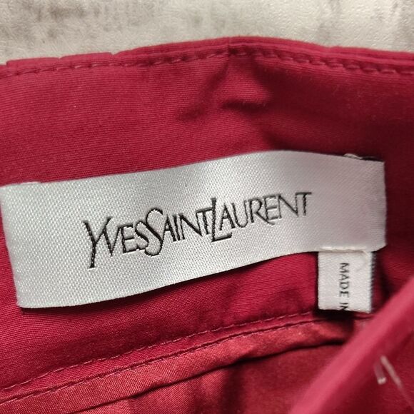 Yves Saint Laurent Red Ruched Pencil Skirt - Picture 2 of 3